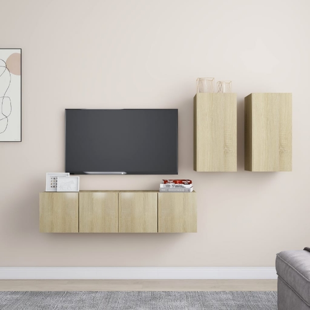 Set di Mobili Porta TV 4 pz Rovere Sonoma in Legno Multistrato