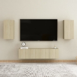 Set di Mobili Porta TV 4 pz Rovere Sonoma in Legno Multistrato