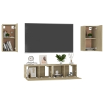 Set di Mobili Porta TV 4 pz Rovere Sonoma in Legno Multistrato