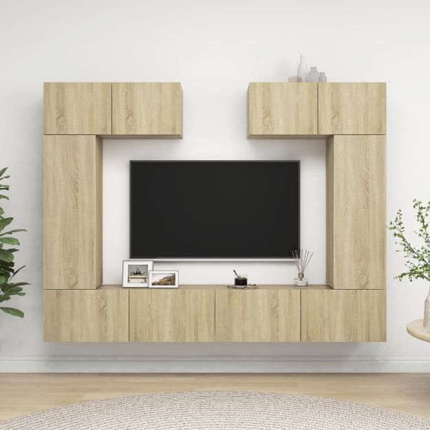 Set di Mobili Porta TV 6 pz Rovere Sonoma in Legno Multistrato