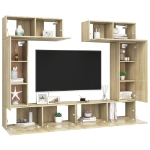 Set di Mobili Porta TV 6 pz Rovere Sonoma in Legno Multistrato