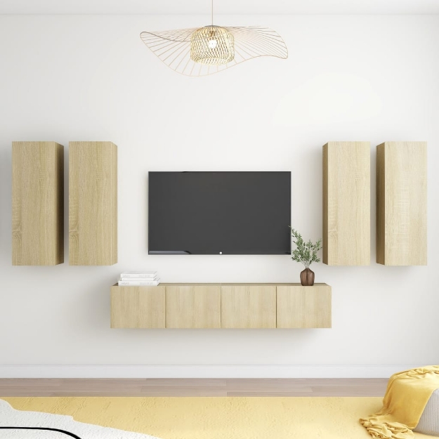 Set di Mobili Porta TV 6 pz Rovere Sonoma in Legno Multistrato