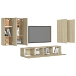 Set di Mobili Porta TV 6 pz Rovere Sonoma in Legno Multistrato