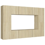 Set di Mobili Porta TV 8 pz Rovere Sonoma in Legno Multistrato