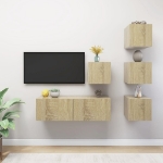 Set di Mobili Porta TV 5 pz Rovere Sonoma in Legno Multistrato