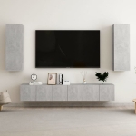 Set di Mobili Porta TV 5 pz Grigio Cemento in Legno Multistrato