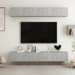 Mobili TV 4 pz Grigio Cemento 100x30x30 cm in Legno Multistrato