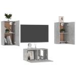 Set di Mobili Porta TV 3 pz Grigio Cemento in Legno Multistrato