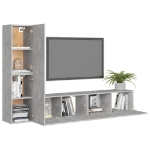 Set di Mobili Porta TV 4 pz Grigio Cemento in Legno Multistrato