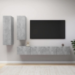 Set di Mobili Porta TV 4 pz Grigio Cemento in Legno Multistrato