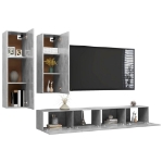 Set di Mobili Porta TV 4 pz Grigio Cemento in Legno Multistrato