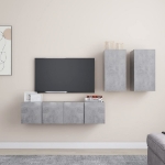 Set di Mobili Porta TV 4 pz Grigio Cemento in Legno Multistrato