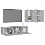 Set di Mobili Porta TV 4 pz Grigio Cemento in Legno Multistrato