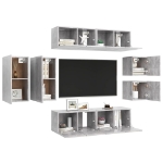 Set di Mobili Porta TV 8 pz Grigio Cemento in Legno Multistrato