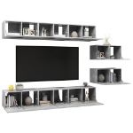 Mobili Porta TV 8 pz Grigio Cemento in Legno Multistrato