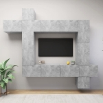 Set di Mobili Porta TV 9 pz Grigio Cemento in Legno Multistrato