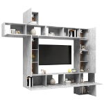 Set di Mobili Porta TV 9 pz Grigio Cemento in Legno Multistrato