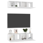 Mobili TV 4 pz Bianco Lucido 60x30x30 cm in Legno Multistrato