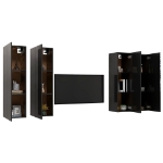 Mobili TV 4 pz Nero Lucido 30,5x30x110 cm in Legno Multistrato