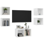 Set Mobili Porta TV 5 pz Bianco in Legno Multistrato