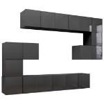 Set Mobili TV 10 pz Grigio Lucido in Legno Multistrato