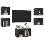 Set Mobili TV 5 pz Grigio in Legno Multistrato