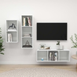 Set Mobili TV 3 pz Bianco Lucido in Legno Multistrato