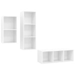 Set Mobili TV 3 pz Bianco Lucido in Legno Multistrato