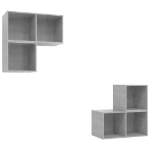 Set Porta TV 4 pz Grigio Cemento in Truciolato