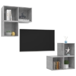 Set Porta TV 4 pz Grigio Cemento in Truciolato