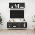 Set Porta TV 2 pz in Truciolato Grigio