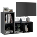 Mobili TV 2 pz Grigio Lucido 72x35x36,5 cm in Legno Multistrato