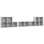 Set Mobile TV 8 pz Grigio Cemento in Legno Multistrato