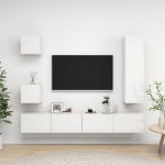 Set di Mobili Porta TV 5 pz Bianco Lucido in Legno Multistrato