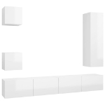 Set di Mobili Porta TV 5 pz Bianco Lucido in Legno Multistrato