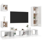 Set di Mobili Porta TV 5 pz Bianco Lucido in Legno Multistrato