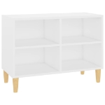 Mobile TV con Gambe in Legno Massello Bianco 69,5x30x50 cm