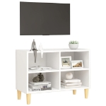 Mobile TV con Gambe in Legno Massello Bianco 69,5x30x50 cm