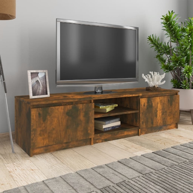 Mobile TV Rovere Fumo 140x40x35,5 cm in Legno Multistrato