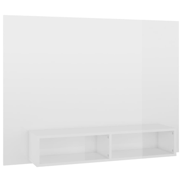 Mobile TV a Muro Bianco Lucido 120x23,5x90 cm Legno Multistrato