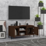 Mobile TV Gambe in Metallo Rovere Marrone 103,5x35x50 cm