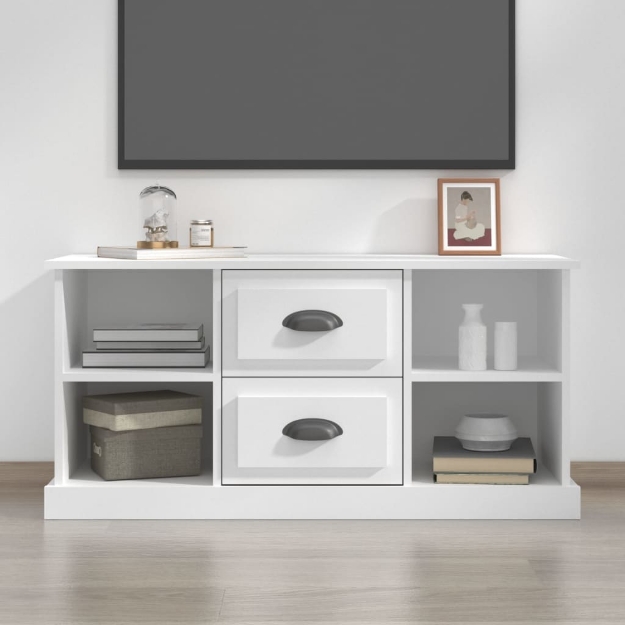 Mobile Porta TV Bianco 99,5x35,5x48 cm in Legno Multistrato