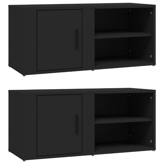 Mobili Porta TV 2 pz Nero 80x31,5x36 cm in Legno Multistrato