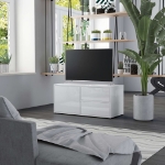 Mobile Porta TV Bianco Lucido 80x34x36 cm in Legno Multistrato