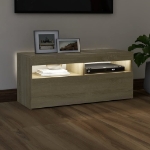 Mobile Porta TV con Luci LED Rovere Sonoma 90x35x40 cm