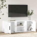 Mobile Porta TV Bianco Lucido 100x31,5x35 cm Legno Multistrato