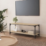 Mobile TV Rovere Sonoma 100x33x41cm Legno Multistrato e Acciaio