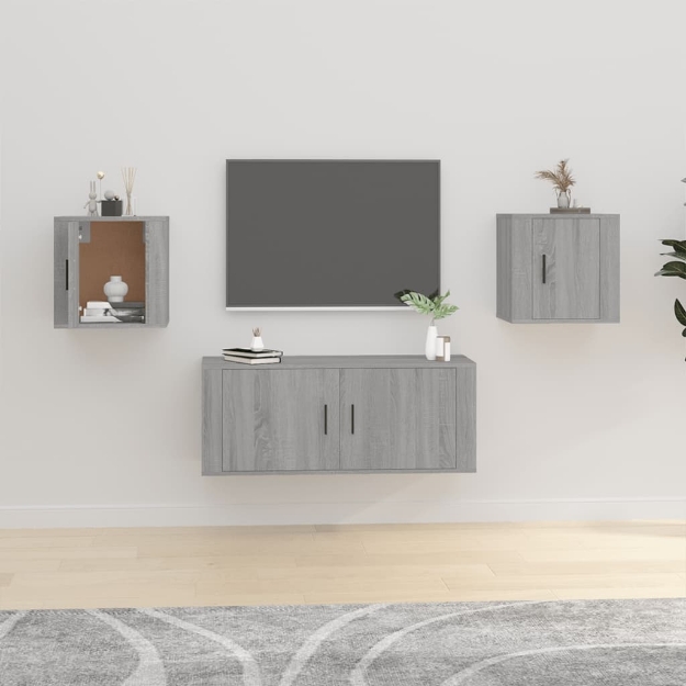 Mobili Porta TV a Parete 2 pz Grigio Sonoma 40x34,5x40 cm