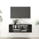 Mobile TV da Parete Nero 102x35x35 cm in Legno Multistrato