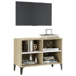 Mobile TV con Gambe Metallo Bianco e Rovere Sonoma 69,5x30x50cm